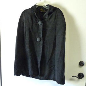 DeRinna vintage designer black silk cape Adolph Blank Paris NY 60's 48 bust